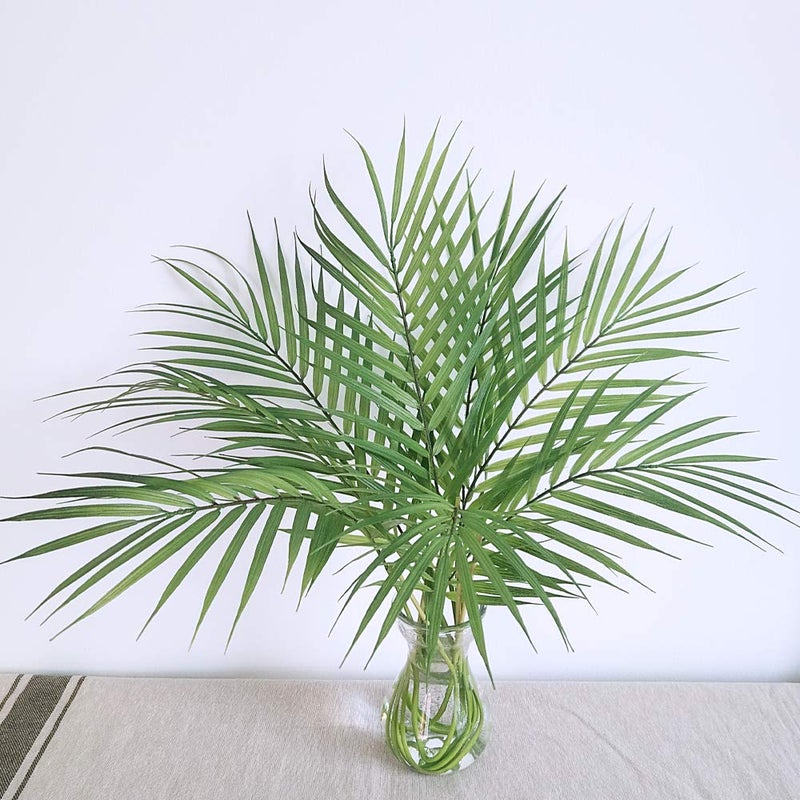 windiy Artificial Areca Palm Leaves, 8 Pcs Faux Tropical Palm Tree Leaves Stems for Floral Arrangement, Hawaiian Luau, Jungle Beach Wedding Party Decor, 28 Inches Tall - Image 4